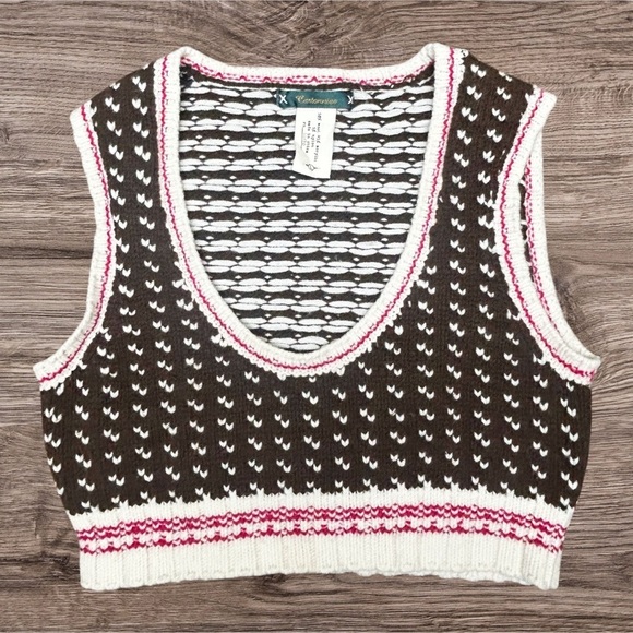 Cartonnier Anthropologie The Mini Vest Cropped Wool Blend Sweater Size Large - Picture 2 of 5